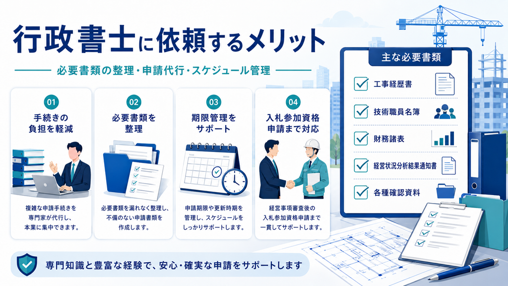 経営事項審査を行政書士に依頼するメリットと主な必要書類
